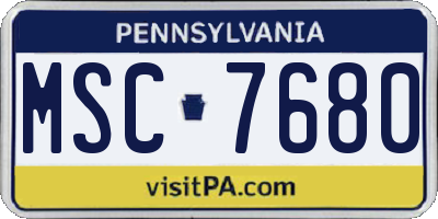 PA license plate MSC7680