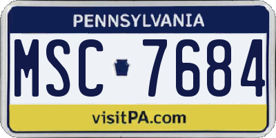 PA license plate MSC7684