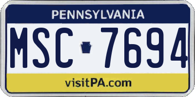 PA license plate MSC7694