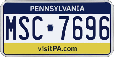PA license plate MSC7696