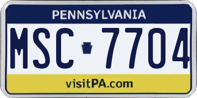 PA license plate MSC7704