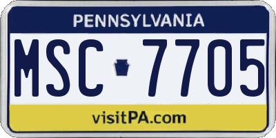 PA license plate MSC7705