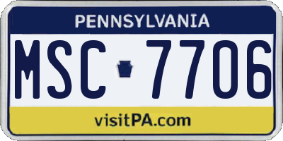 PA license plate MSC7706