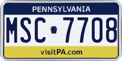 PA license plate MSC7708
