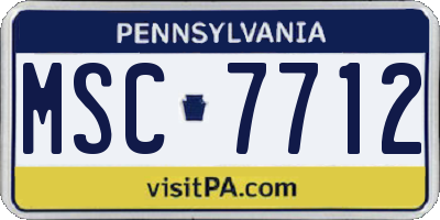 PA license plate MSC7712