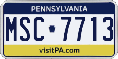 PA license plate MSC7713