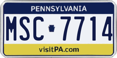 PA license plate MSC7714