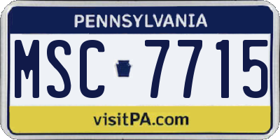 PA license plate MSC7715