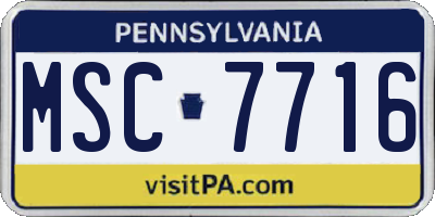 PA license plate MSC7716