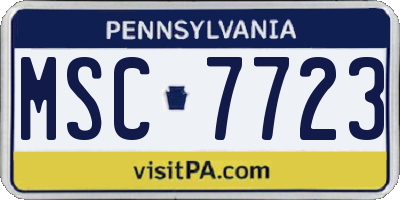 PA license plate MSC7723