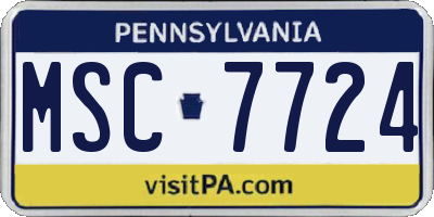 PA license plate MSC7724