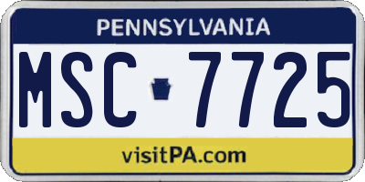 PA license plate MSC7725