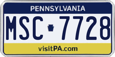 PA license plate MSC7728