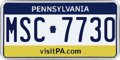 PA license plate MSC7730