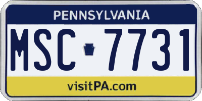 PA license plate MSC7731