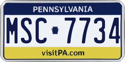 PA license plate MSC7734