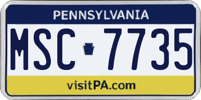 PA license plate MSC7735