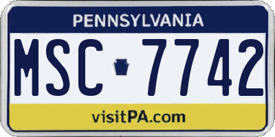 PA license plate MSC7742