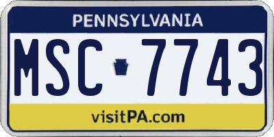 PA license plate MSC7743