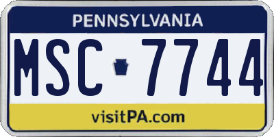 PA license plate MSC7744