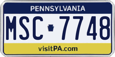 PA license plate MSC7748