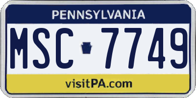 PA license plate MSC7749
