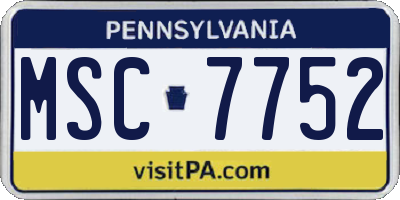 PA license plate MSC7752