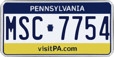 PA license plate MSC7754