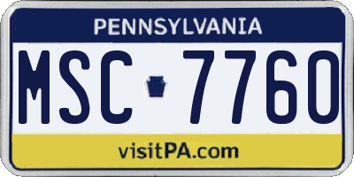 PA license plate MSC7760