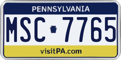 PA license plate MSC7765