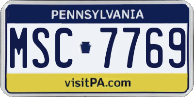 PA license plate MSC7769