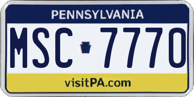 PA license plate MSC7770