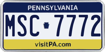 PA license plate MSC7772