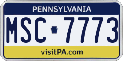 PA license plate MSC7773