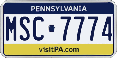 PA license plate MSC7774
