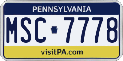 PA license plate MSC7778
