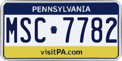 PA license plate MSC7782