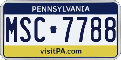 PA license plate MSC7788