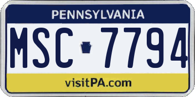 PA license plate MSC7794