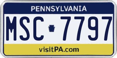 PA license plate MSC7797