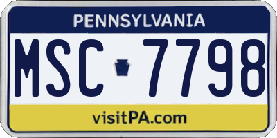 PA license plate MSC7798