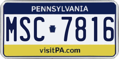 PA license plate MSC7816