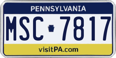 PA license plate MSC7817