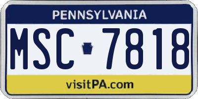 PA license plate MSC7818