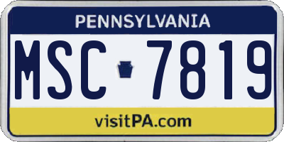 PA license plate MSC7819