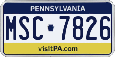 PA license plate MSC7826