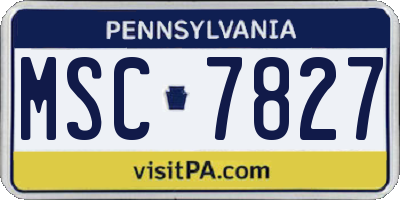 PA license plate MSC7827