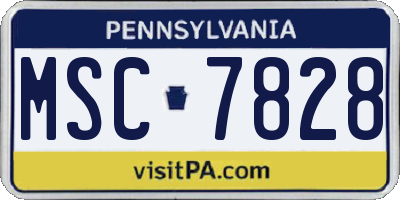 PA license plate MSC7828