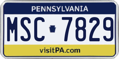 PA license plate MSC7829