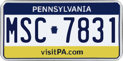 PA license plate MSC7831